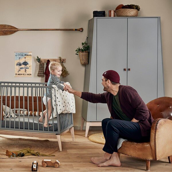 Leander Luna võrevoodi 140x70cm, Grey/Oak  - Leander