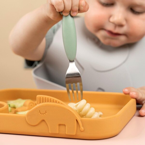 Done by Deer sektoritega taldrik, Peekaboo Deer Friends, Mustard - Done by Deer