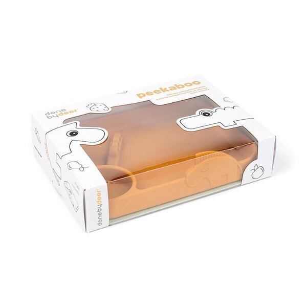 Done by Deer sektoritega taldrik, Peekaboo Deer Friends, Mustard - Done by Deer