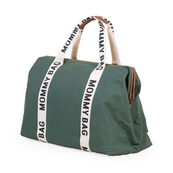 Childhome suur tarvikute kott Mommy Bag Signature Canvas green - Childhome