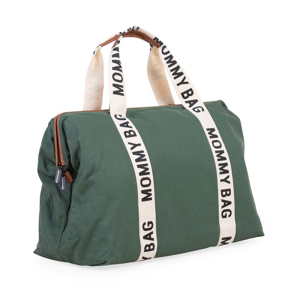 Childhome suur tarvikute kott Mommy Bag Signature Canvas green - Childhome