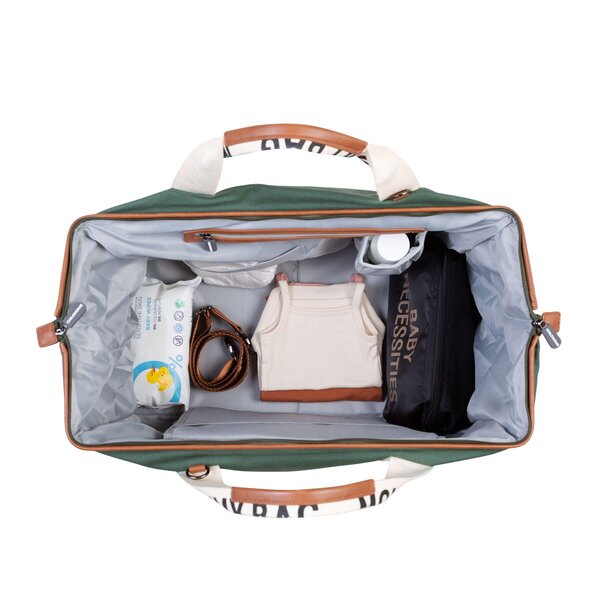 Childhome suur tarvikute kott Mommy Bag Signature Canvas green - Childhome