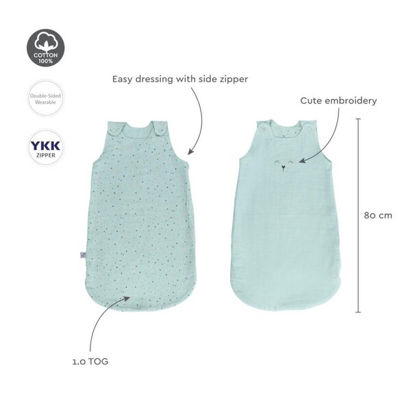 Nordbaby magamiskott TOG 1.0 Sleeva, Mint Dot - Nordbaby