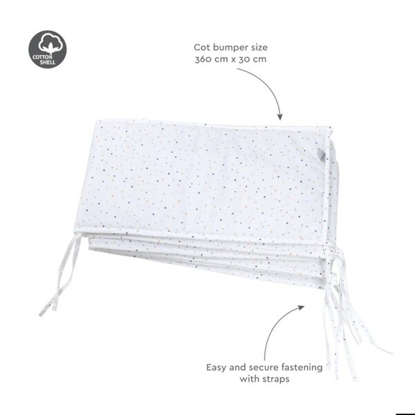Nordbaby voodipehmendus 360cm, Bumble White Dot - Nordbaby