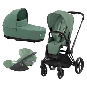Cybex Priam V4 vankrikomplekt 2in1 Leaf Green, Matt Black, Cloud T turvahäll Plus Leaf Green - Cybex