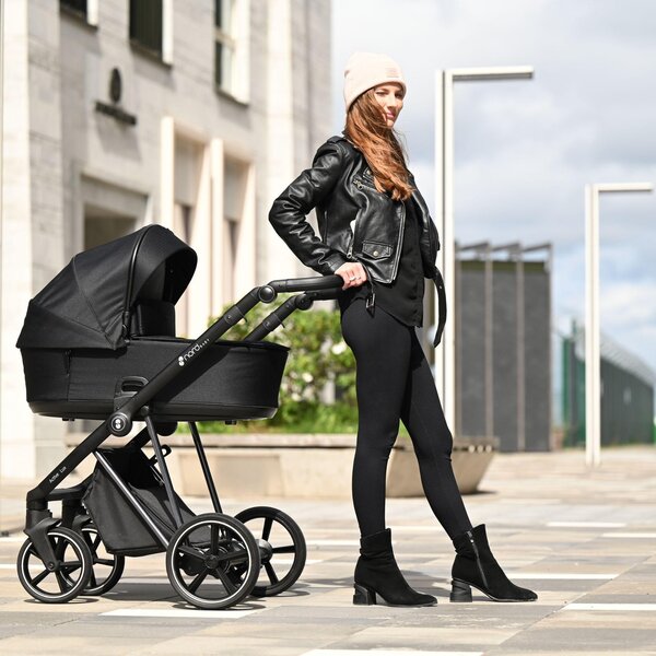 Nordbaby Active Lux vankrikomplekt Caviar Black, raamiga Chrome Black  - Nordbaby