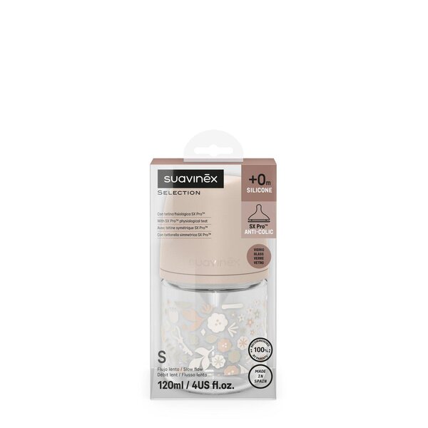 Suavinex klaasist lutipudel 120ml, Wonderland Wond Rose - Suavinex