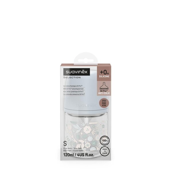 Suavinex klaasist lutipudel 120ml, Wonderland Blue - Suavinex