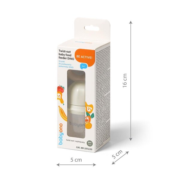 BabyOno keeratav puuviljalutt/püreelutt Dino Beige - BabyOno