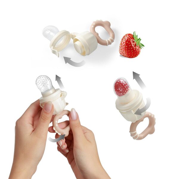 BabyOno keeratav puuviljalutt/püreelutt Dino Beige - BabyOno