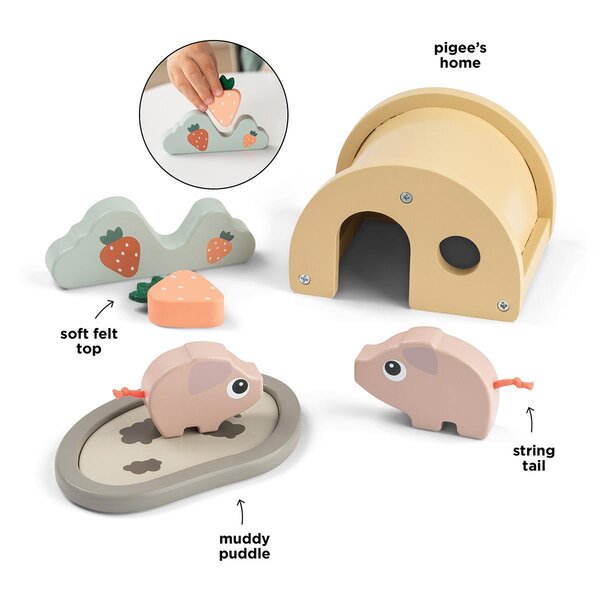 Done by Deer puidust mängukomplekt Tiny farm Pigee - Done by Deer