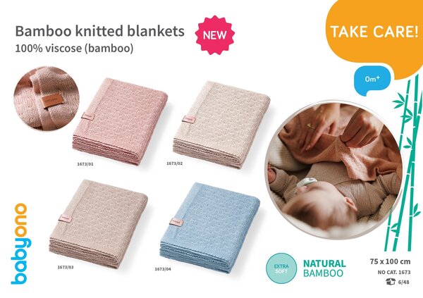 BabyOno kootud bambustekk 75x100cm, Blue - BabyOno