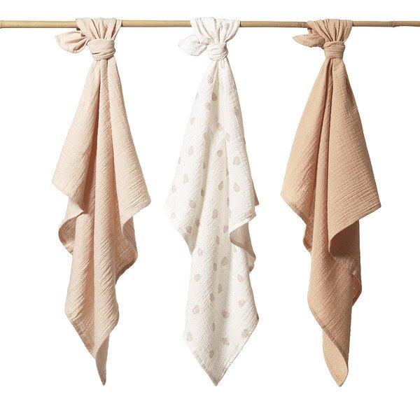 BabyOno musliinist mähkimislinad 70x70cm, Beige 3tk - BabyOno