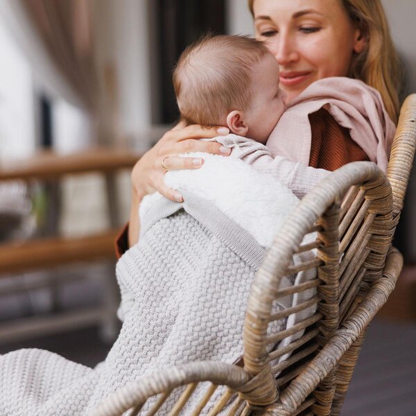 BabyOno Puuvillane tekk fliisvoodriga 75x100cm Grey - BabyOno