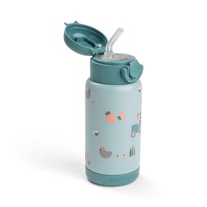 Done by Deer Insulated straw bottle Tiny farm 340ml Blue - Done by Deer