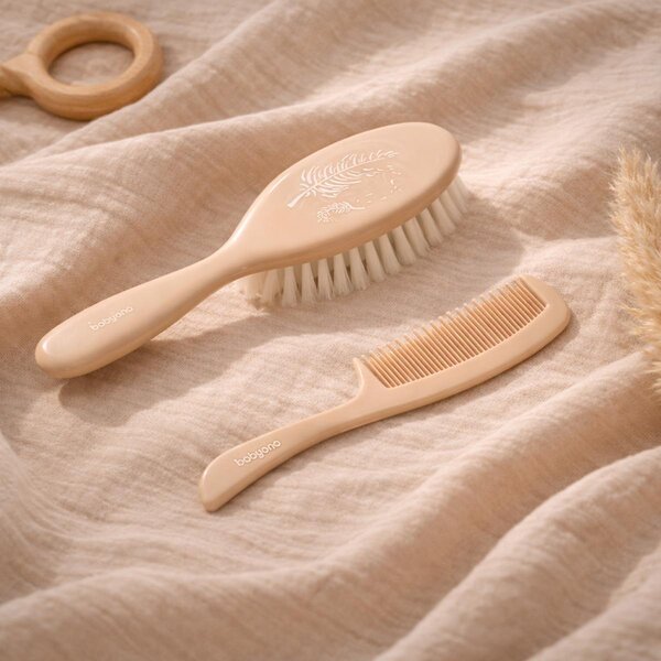 BabyOno  hairbrush and comb, super soft bristle Beige - BabyOno