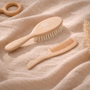 BabyOno  hairbrush and comb, super soft bristle Beige - BabyOno