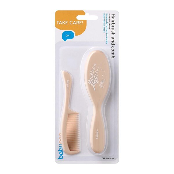 BabyOno  hairbrush and comb, super soft bristle Beige - BabyOno