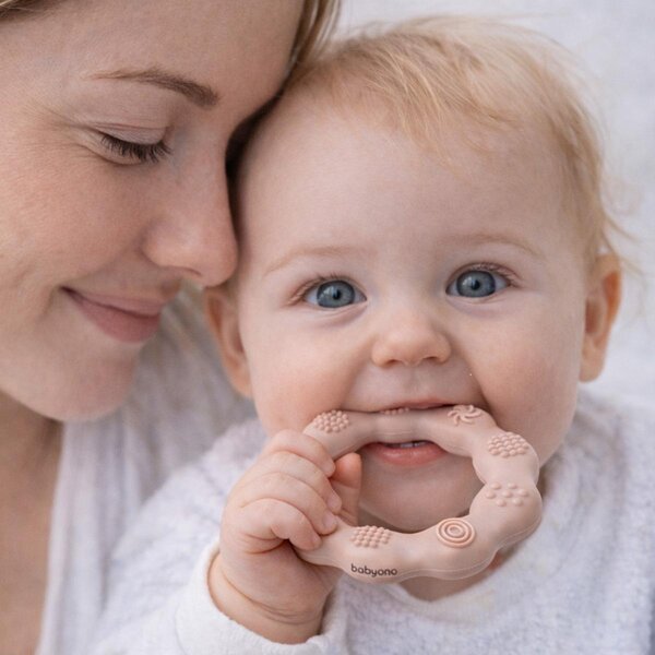 BabyOno silikoonist närimisrõngas Ring Beige - BabyOno