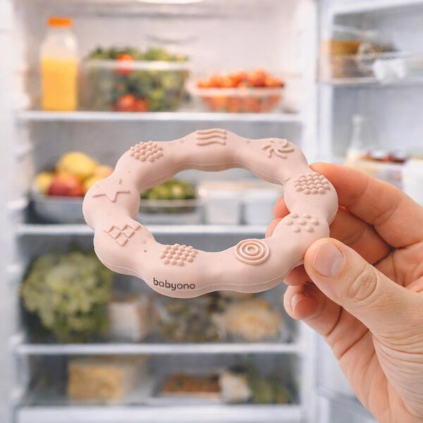 BabyOno silikoonist närimisrõngas Ring Beige - BabyOno