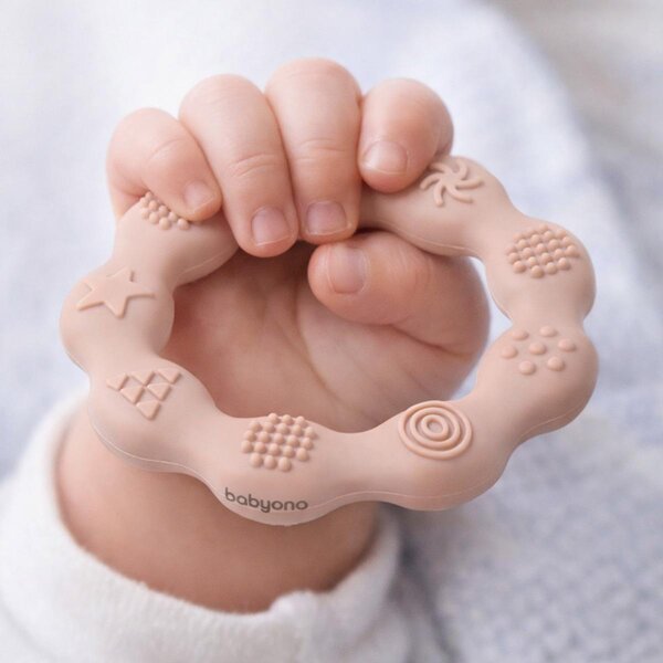 BabyOno silikoonist närimisrõngas Ring Beige - BabyOno