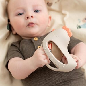 Done by Deer Grip & teether toy with rattle, Clucky Sand - Done by Deer