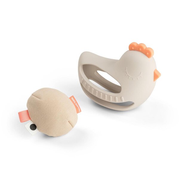 Done by Deer Grip & teether toy with rattle, Clucky Sand - Done by Deer