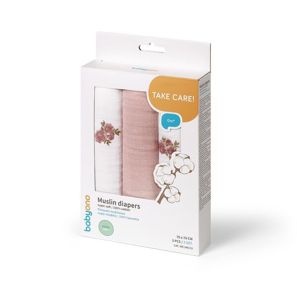 BabyOno Muslin diapers super soft Rose - BabyOno
