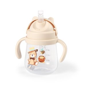 BabyOno kõrre ja raskusega joogipudel 270ml, Beige - BabyOno